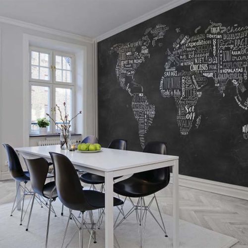 Mural Maps Wanderlust Blanco y Negro
