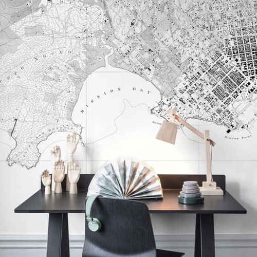 Mural Maps The Wharf Blanco y Negro