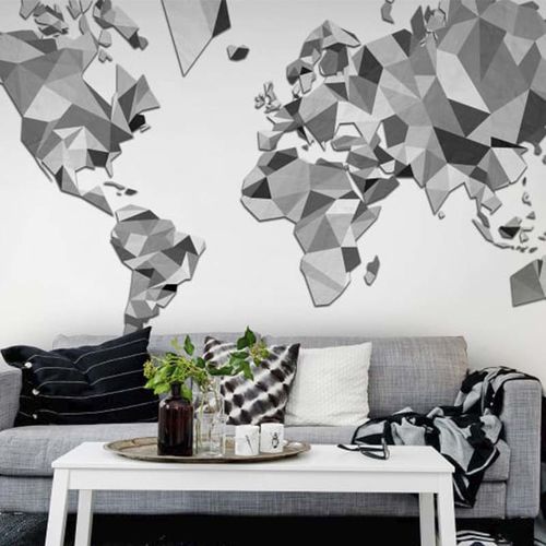 Mural Maps triangle land, Graphic Blanco y Negro