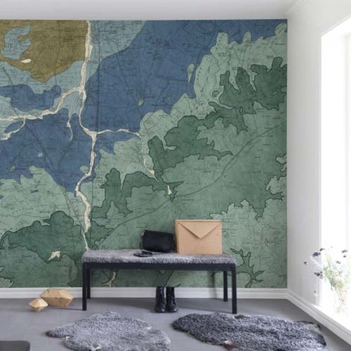 Mural Maps Oxford Clay Verde
