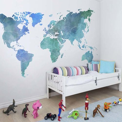 Mural Maps Your Own World Colour Clouds Azul
