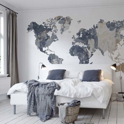 Mural Maps Your Own World Battered Wall Azul