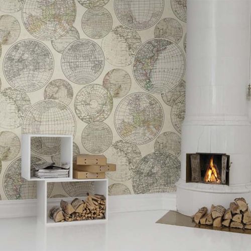 Mural Maps Globes Gathering Neutro