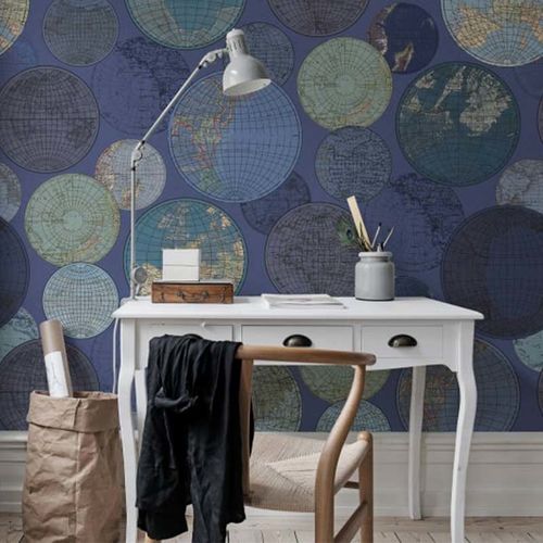 Mural Palette Globes Gathering Blue