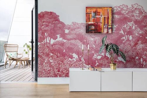 Mural Greenhouse Bellewood Crimson Toile