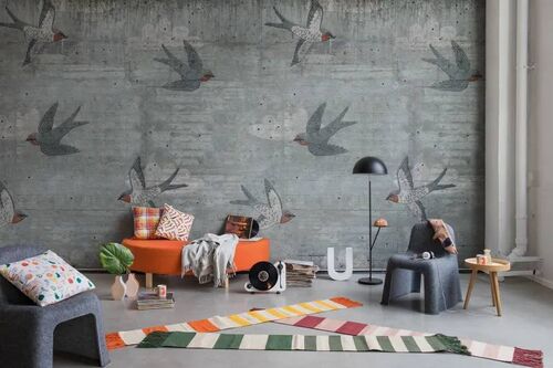 Mural Play Concrete Art Swallow