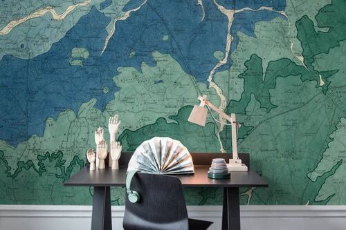 Mural Maps Oxford Clay Verde