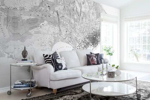 Mural Maps The Wharf Blanco y Negro
