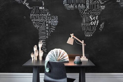 Mural Maps Wanderlust Blanco y Negro