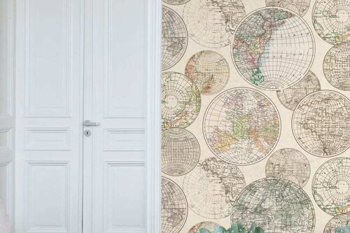 Mural Maps Globes Gathering Neutro