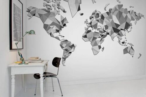Mural Maps triangle land, Graphic Blanco y Negro
