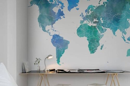 Mural Maps Your Own World Colour Clouds Azul