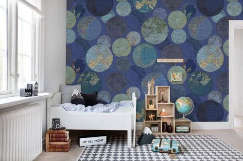 Mural Palette Globes Gathering Blue