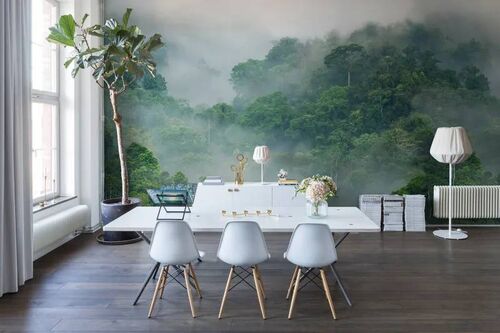 Mural Tropical Oasis Misty Forest