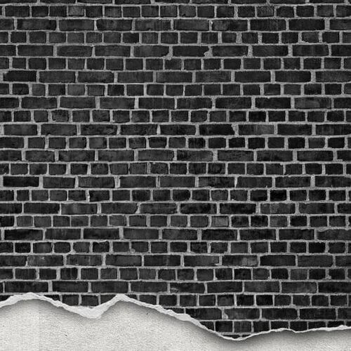 Mural Panorama Well-Worn Brick Wall black