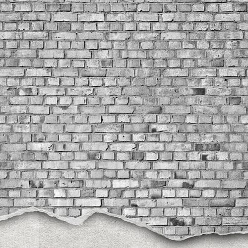 Mural Panorama Well-Worn Brick Wall White