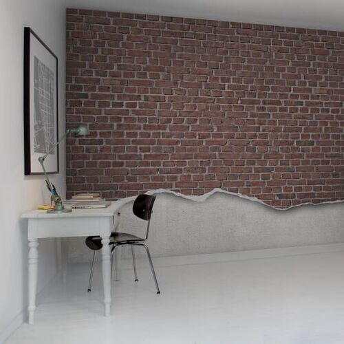 Mural Panorama Well-Worn Brick Wall red