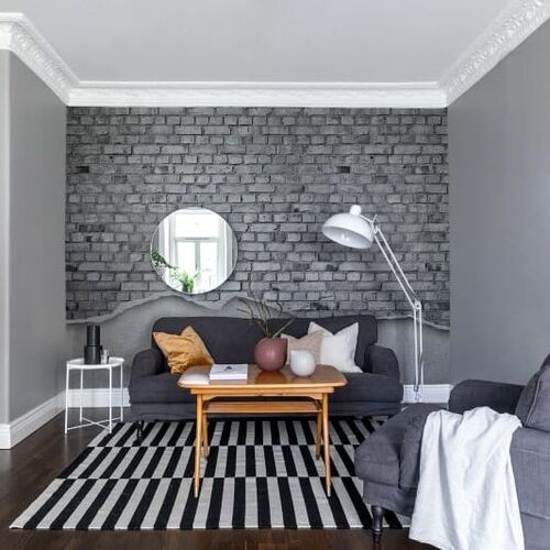 Mural Panorama Well-Worn Brick Wall white