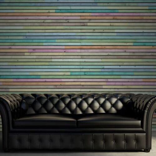 Mural Panorama Wooden Slats colourful