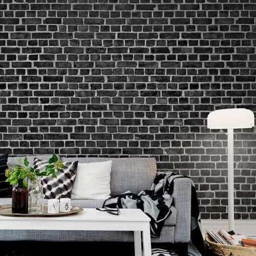 Mural Panorama Brick Wall black