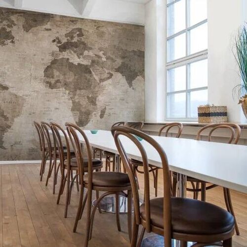 Mural Panorama World Map Brown