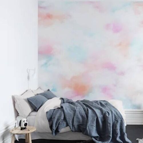 Mural Dusty Pink Coral Clouds