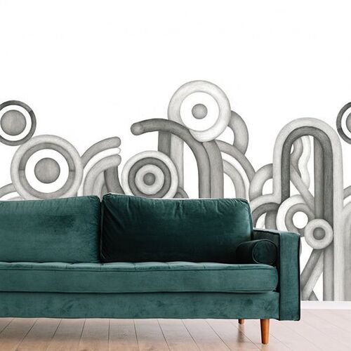 Mural Rbrica Caligrama Black-White