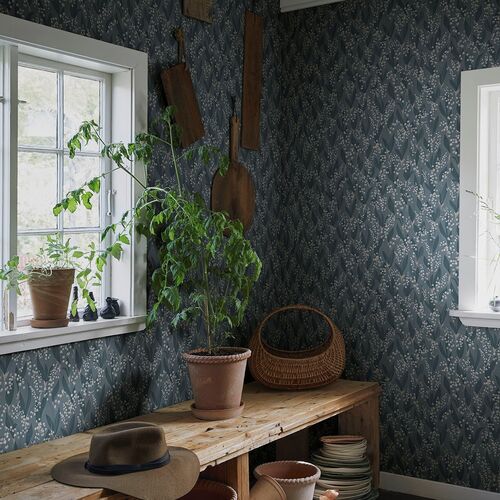 Papel Tapiz Kolonin Liljekonvalj Indigo Blue