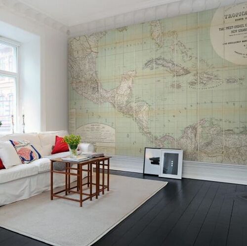 Mural Maps Tropical Americana Verde