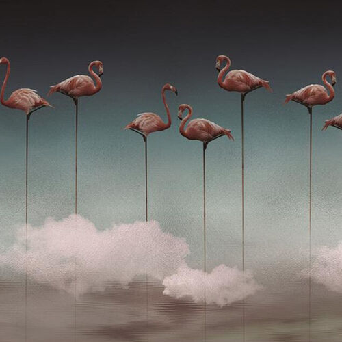 Mural Dankie Flamingos Gray