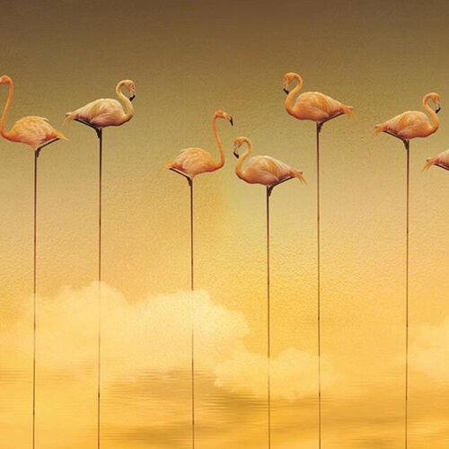 Mural Dankie Flamingos Ocher