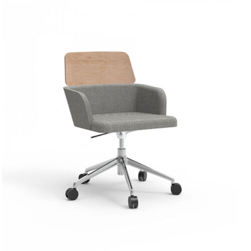 Silla Concord Con Ruedas Semitapizada Respaldo Madera