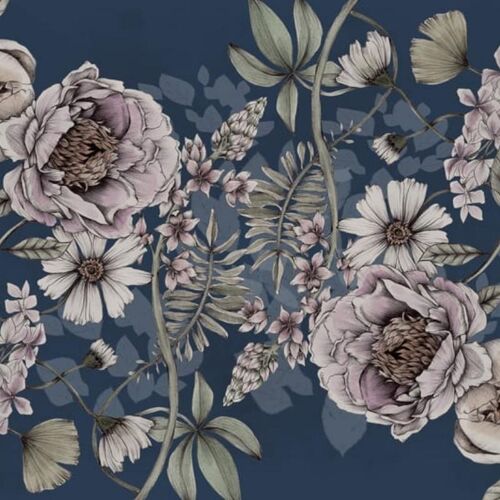 Mural Julia Appel Spring Flower Dark blue