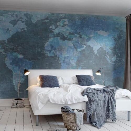 Mural Best Of World Map Blue
