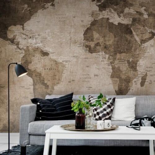 Mural Best Of World Map Brown