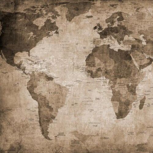 Mural Best Of World Map Brown