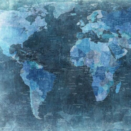 Mural Best Of World Map Blue