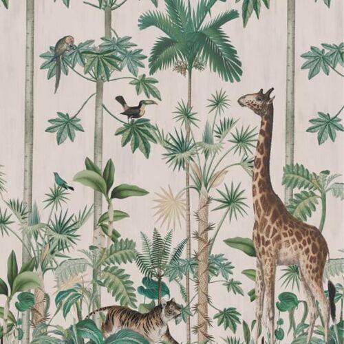 Mural Wonder World Giraffe's Stroll Pastel Pink