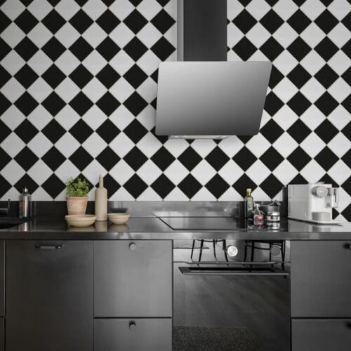 Papel Tapiz Checkered Tiles Black & White