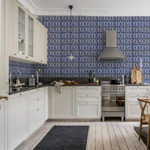 Papel Tapiz Artisian Tiles Morocco Blue