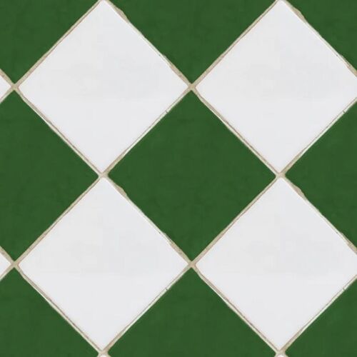 Papel Tapiz Checkered Tiles White & Green