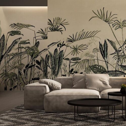 Mural Tafetán Frondes Beige