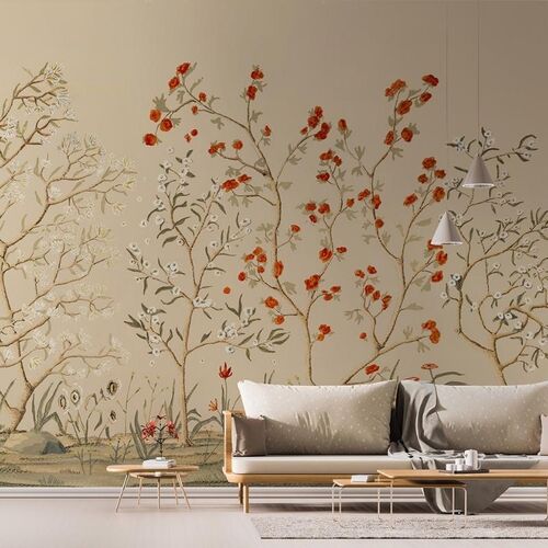 Mural Tafetán Floresta Beige