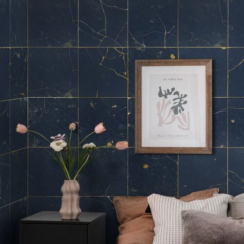 Mural Imperfections Kintsugi Dark Blue