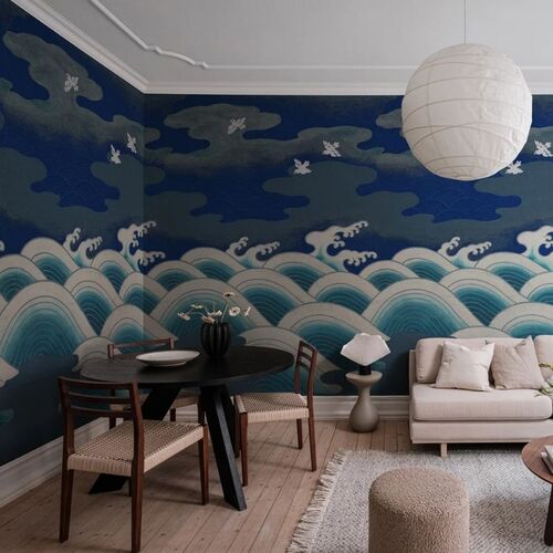 Mural Imperfections Waves Of Happiness Blue