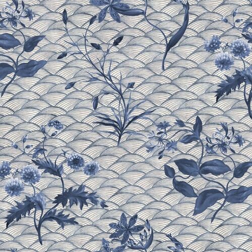 Mural Imperfections Floral Ripple Blue