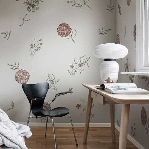Mural Vintage Brocade Flower Fall Pearl