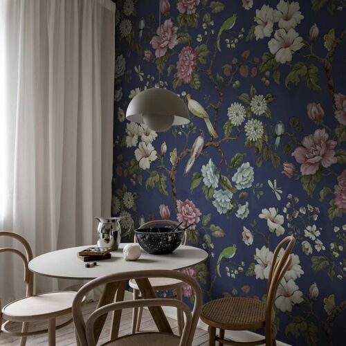 Mural Vintage Brocade Grandiflora Blue