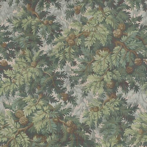 Mural Vintage Brocade Spruce Forest Green