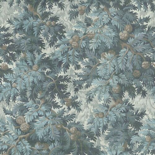 Mural Vintage Brocade Spruce Forest Blue